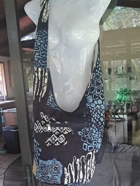 Blue Patterned Women's Hobo Shoulder Bag